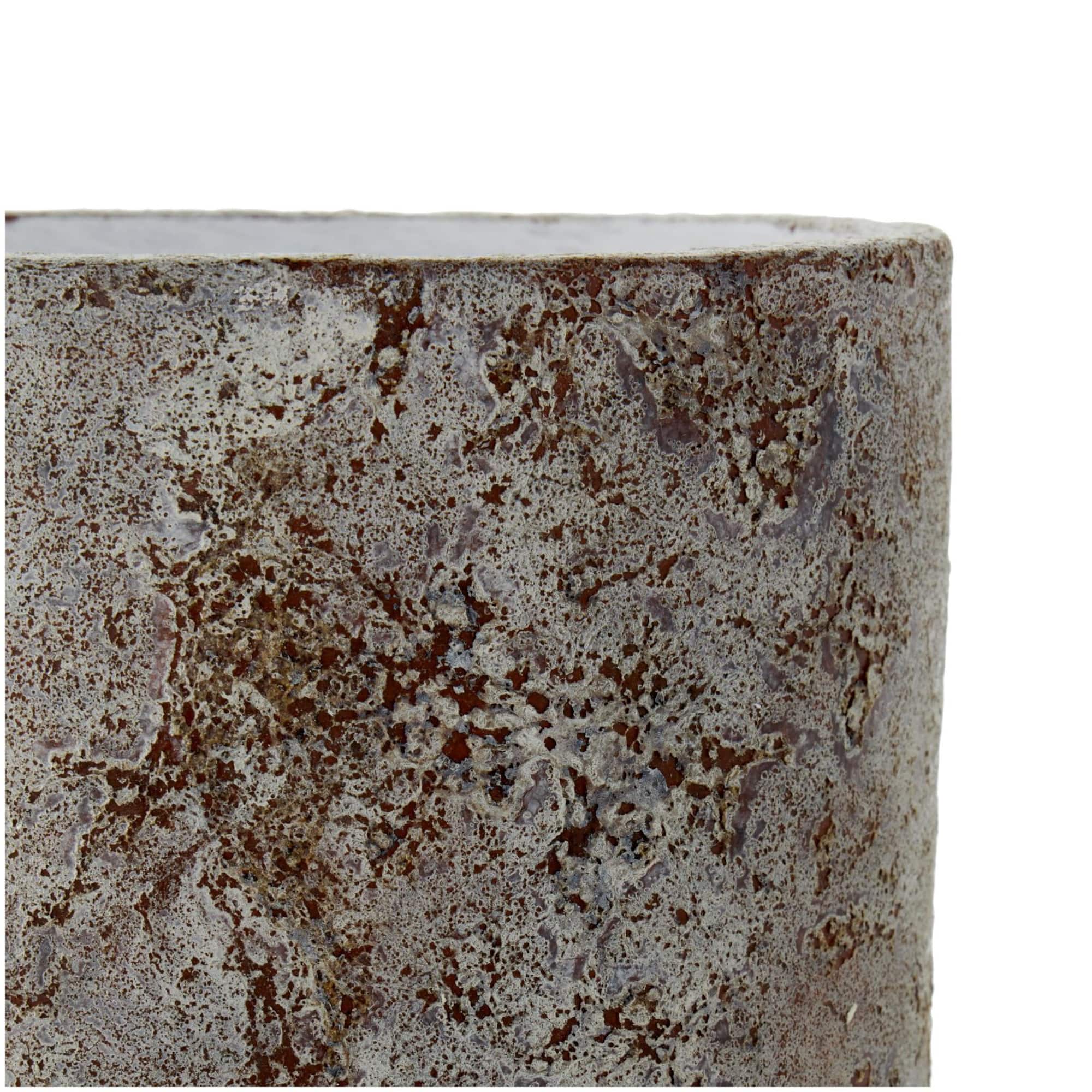 12" Brown Ceramic Wide Textured Vase